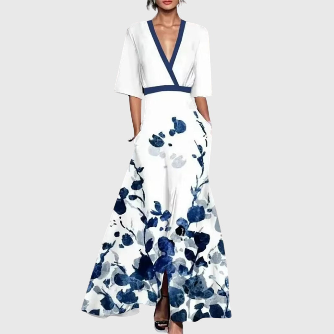 Pénélope Deep V-Neck Floral Maxi Dress
