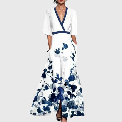 Pénélope Deep V-Neck Floral Maxi Dress