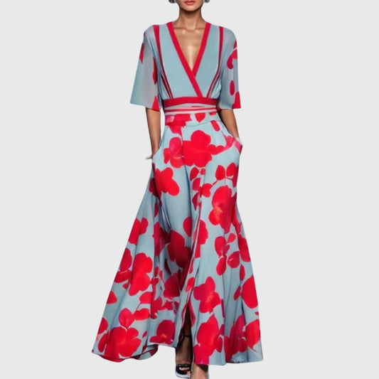 Pénélope Deep V-Neck Floral Maxi Dress