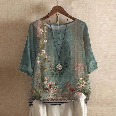Pénélope Vintage-Print Relaxed Blouse
