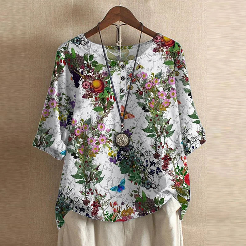 Pénélope Vintage-Print Relaxed Blouse