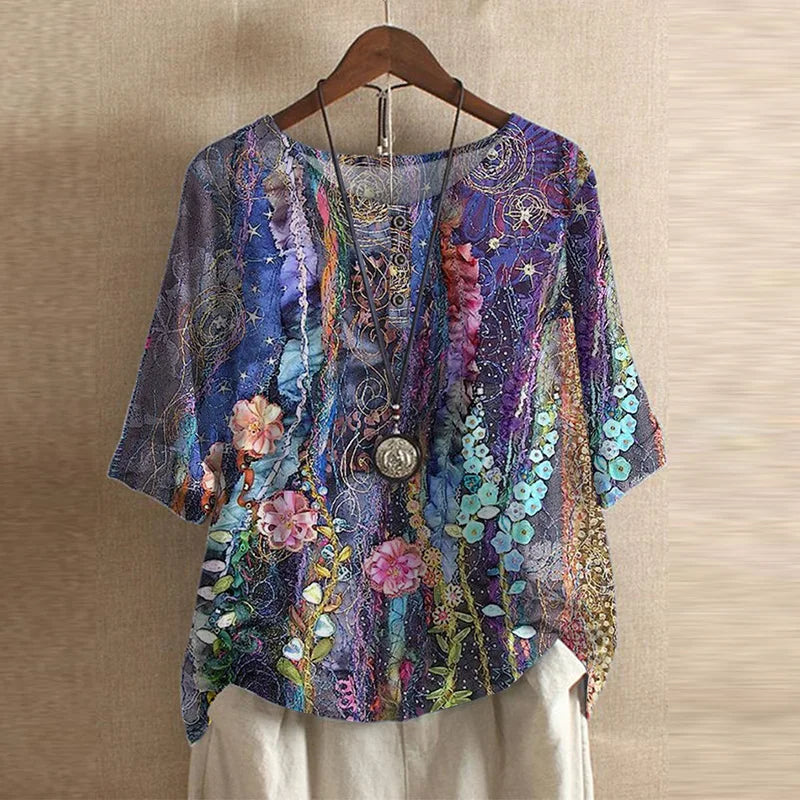 Pénélope Vintage-Print Relaxed Blouse