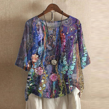 Pénélope Vintage-Print Relaxed Blouse