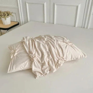 Pinch-Pleat Floral Textured Duvet Cover Set
