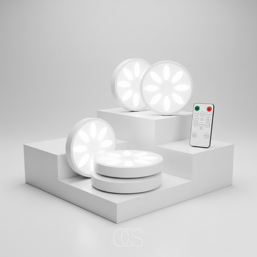 Remote-Controlled Wireless LED Puck Lights Set of 3