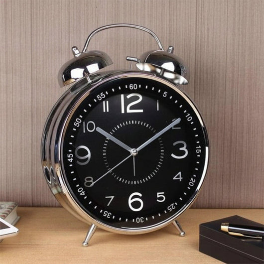 Retro Double Bell Alarm Clock - Black