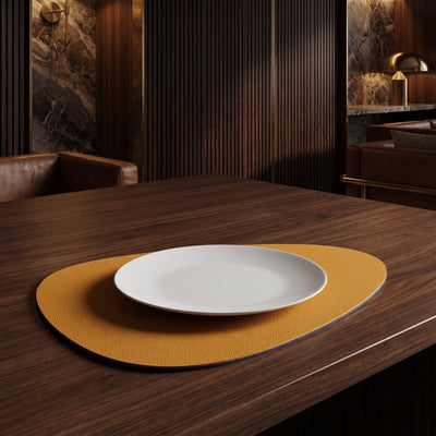 Reversible Faux-Leather Dual-Sided Placemats - Blue-Yellow / 4pcs