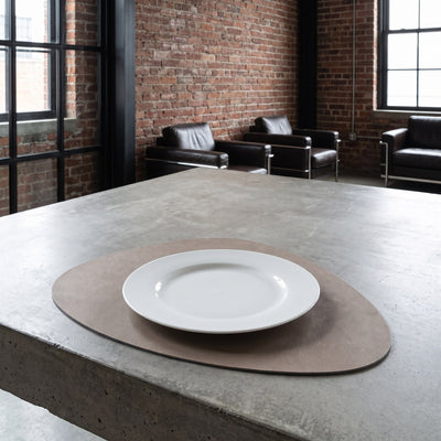 Reversible Faux-Leather Dual-Sided Placemats - Grey-Khaki / 4pcs