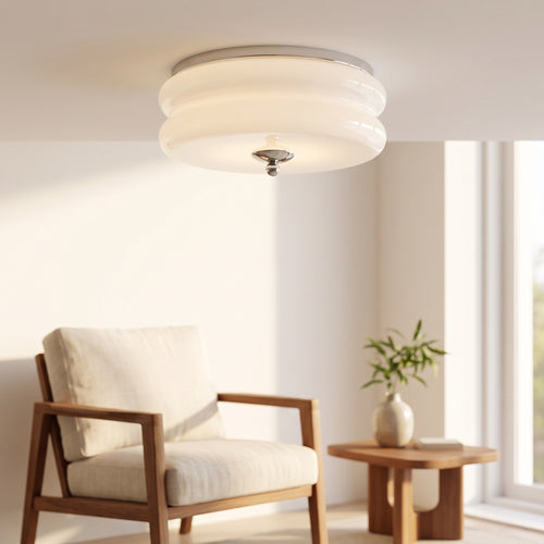 Ribbed Glass Flush Mount Ceiling Light