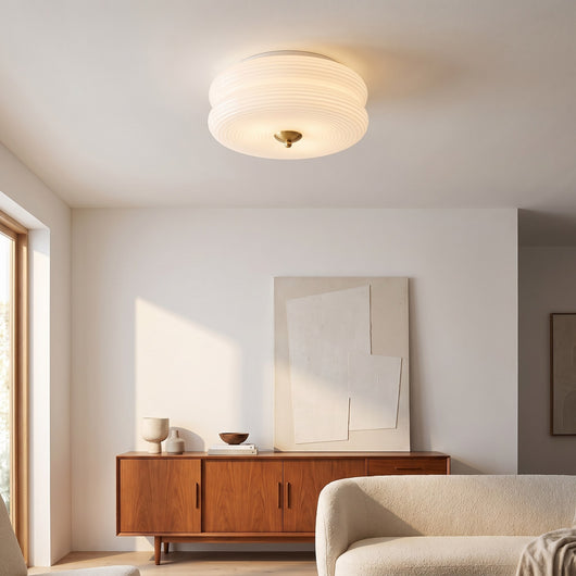 Ribbed Glass Flush Mount Ceiling Light