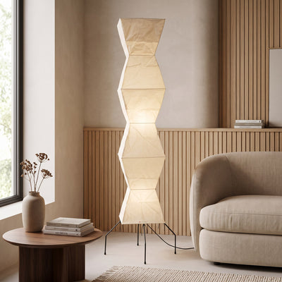 Rice Paper Tripod Floor Lamp - White / ∅ 20.4″ x H 74″