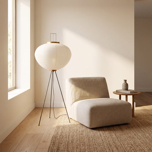 Rice Paper Tripod Floor Lamp