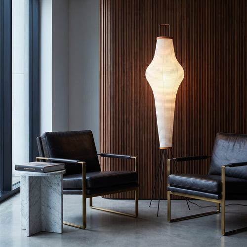 Rice Paper Tripod Floor Lamp