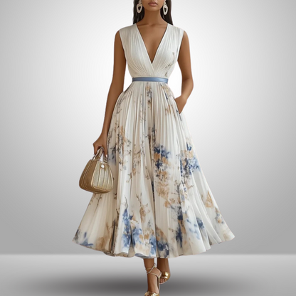 Rosalie Pleated-Skirt Floral Midi Dress