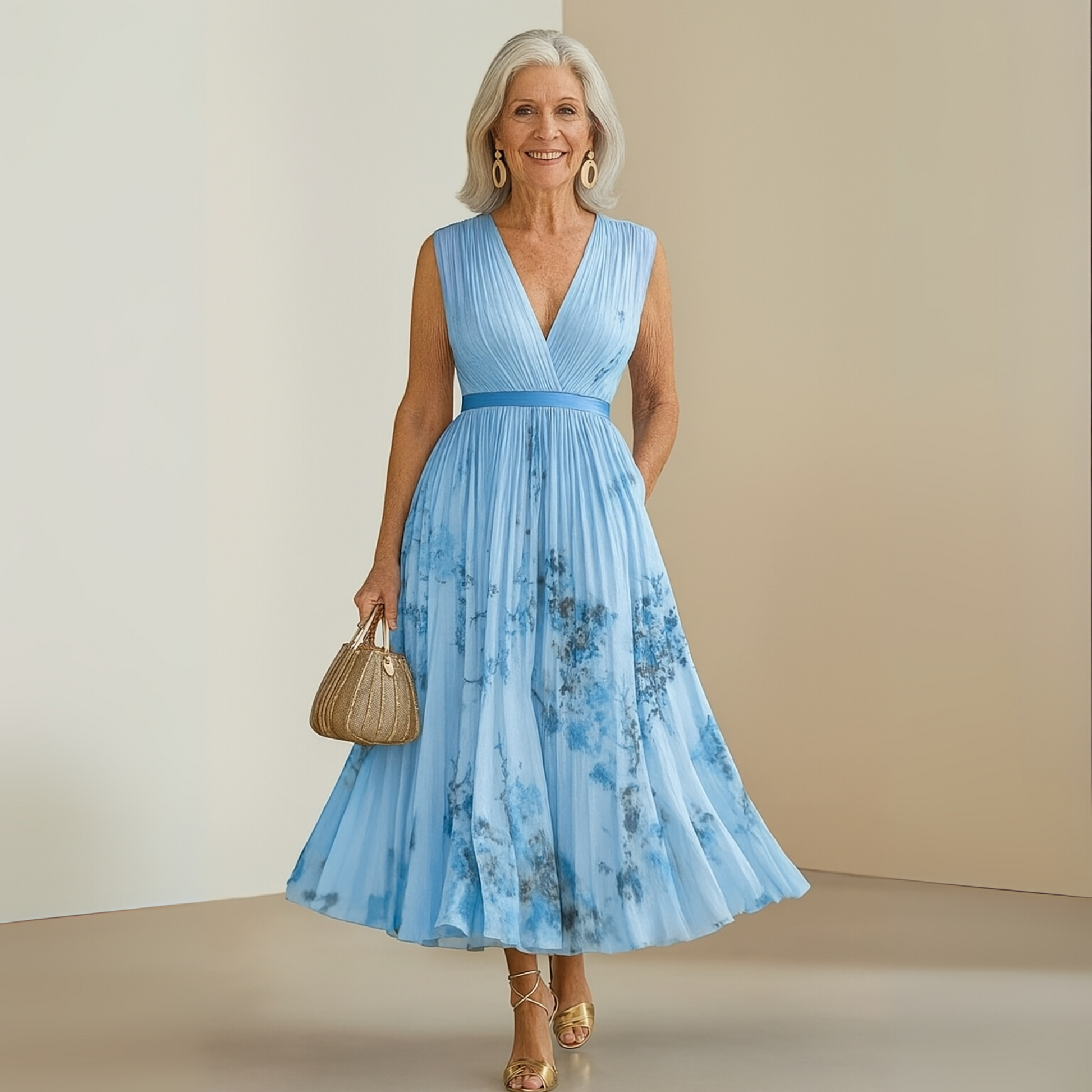 Rosalie Pleated-Skirt Floral Midi Dress