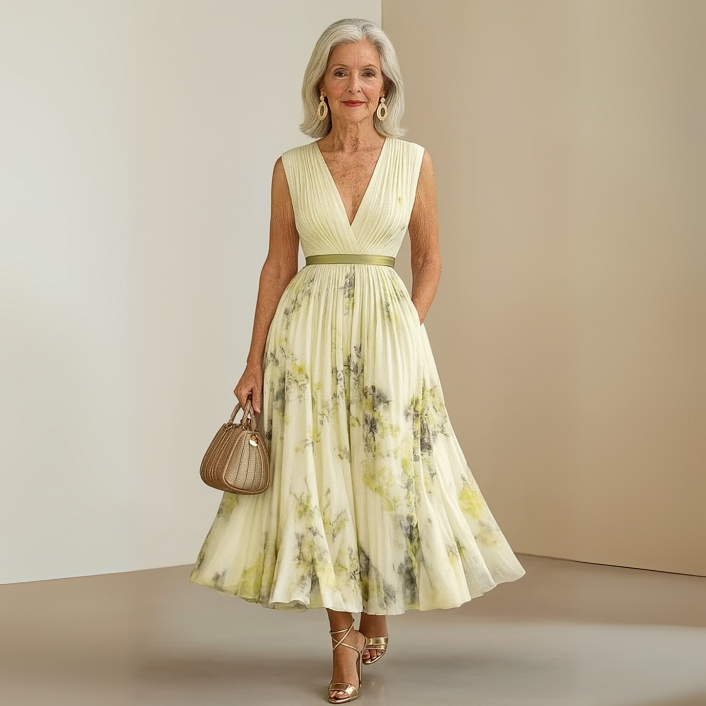 Rosalie Pleated-Skirt Floral Midi Dress