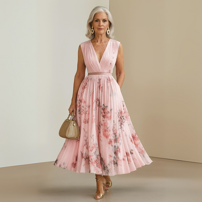 Rosalie Pleated-Skirt Floral Midi Dress