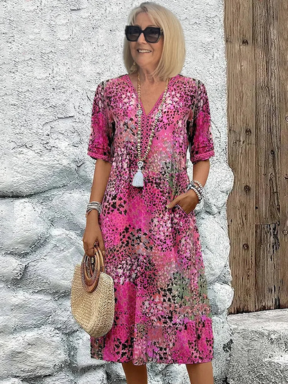 Roxane Floral-Print V-Neck Midi Dress