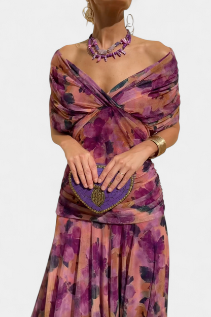 Roxane Off-Shoulder Ruched Midi Dress
