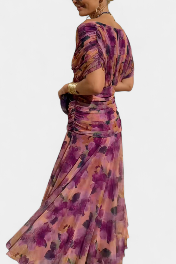 Roxane Off-Shoulder Ruched Midi Dress