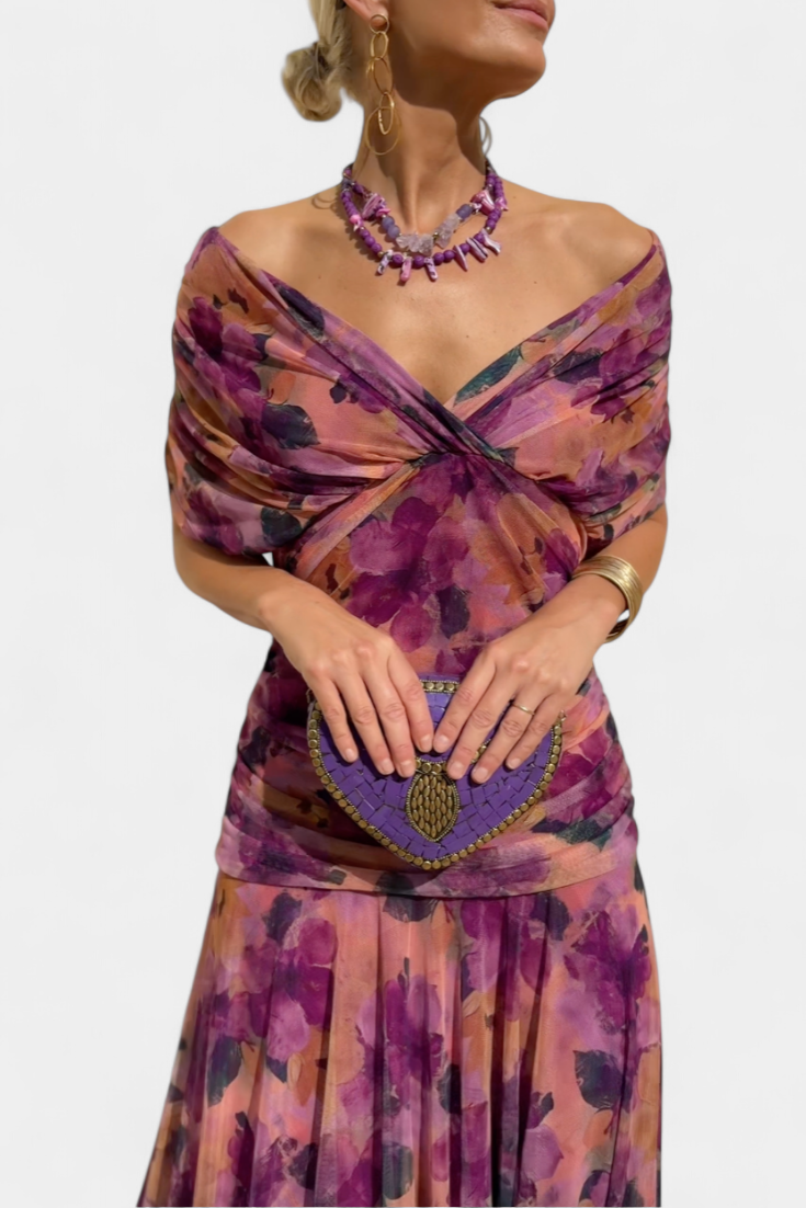 Roxane Off-Shoulder Ruched Midi Dress