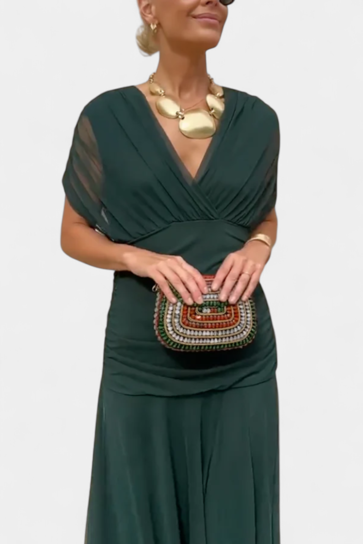 Roxane Off-Shoulder Ruched Midi Dress