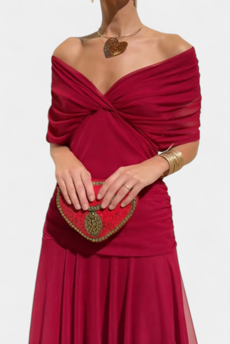 Roxane Off-Shoulder Ruched Midi Dress