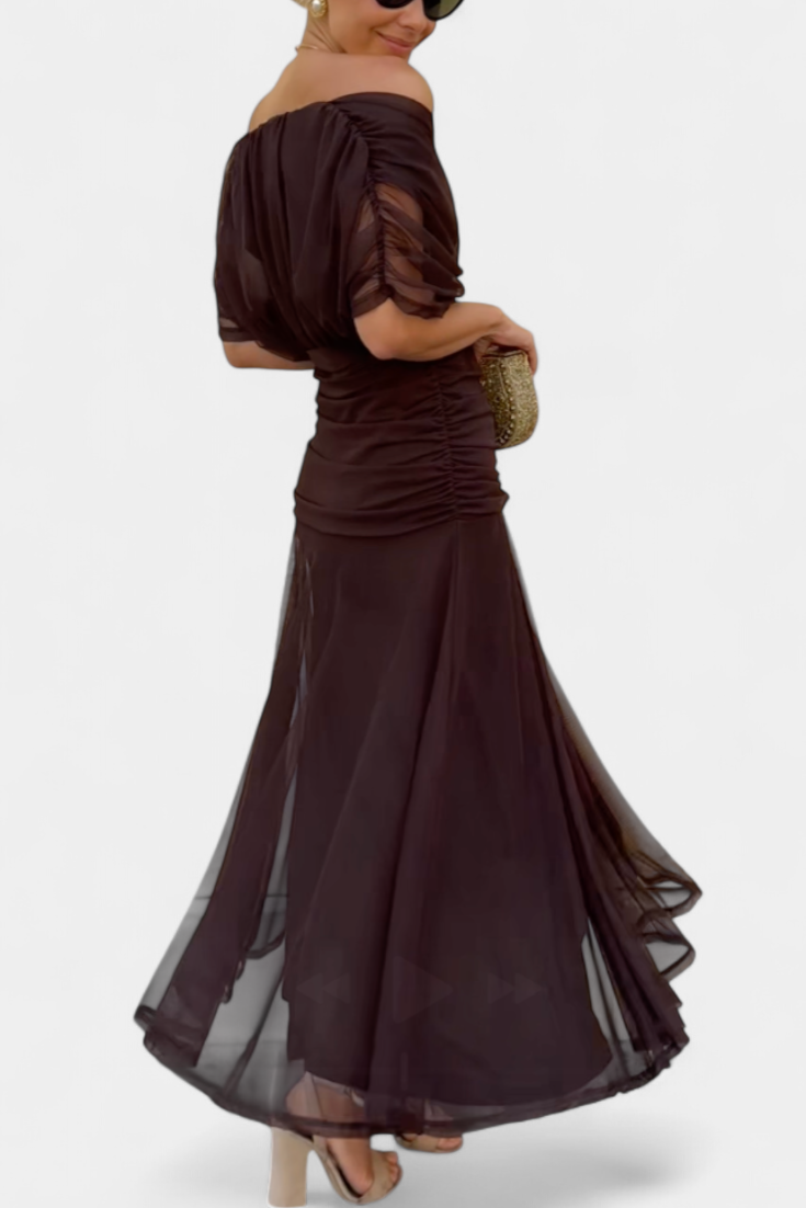 Roxane Off-Shoulder Ruched Midi Dress