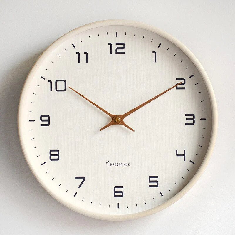 Scandinavian Minimalist Silent Wall Clock - Cream