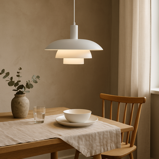 Scandinavian Tiered Metal Pendant Light - White