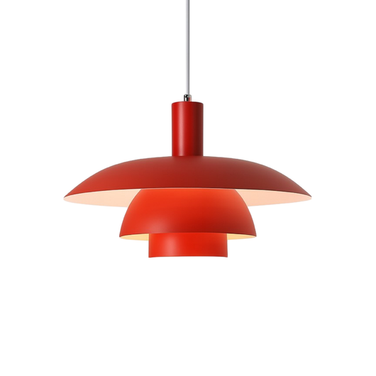 Scandinavian Tiered Metal Pendant Light - Red