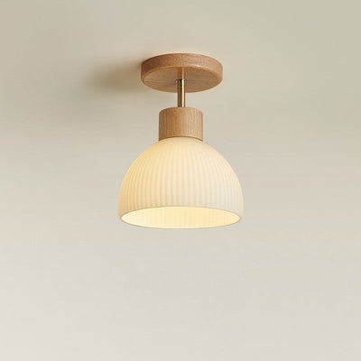 Scandinavian Wood and Glass Ceiling Light
