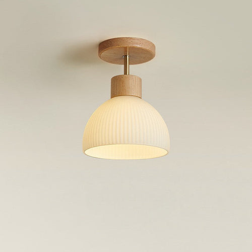 Scandinavian Wood and Glass Ceiling Light