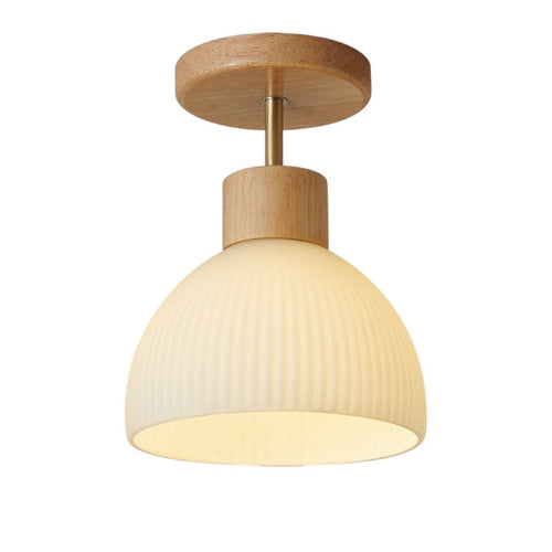 Scandinavian Wood and Glass Ceiling Light
