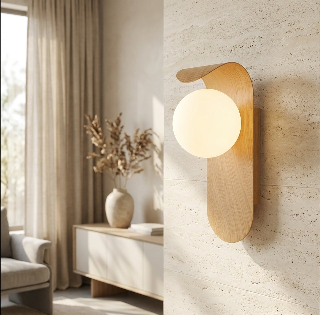 Scandinavian Wooden Globe Wall Sconce