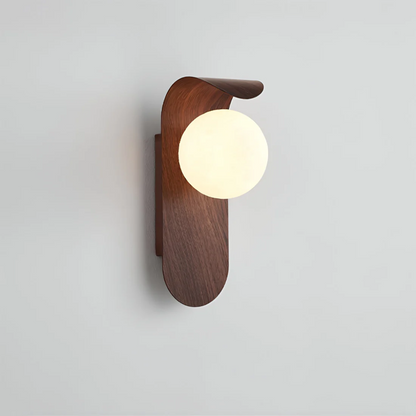Scandinavian Wooden Globe Wall Sconce - Walnut