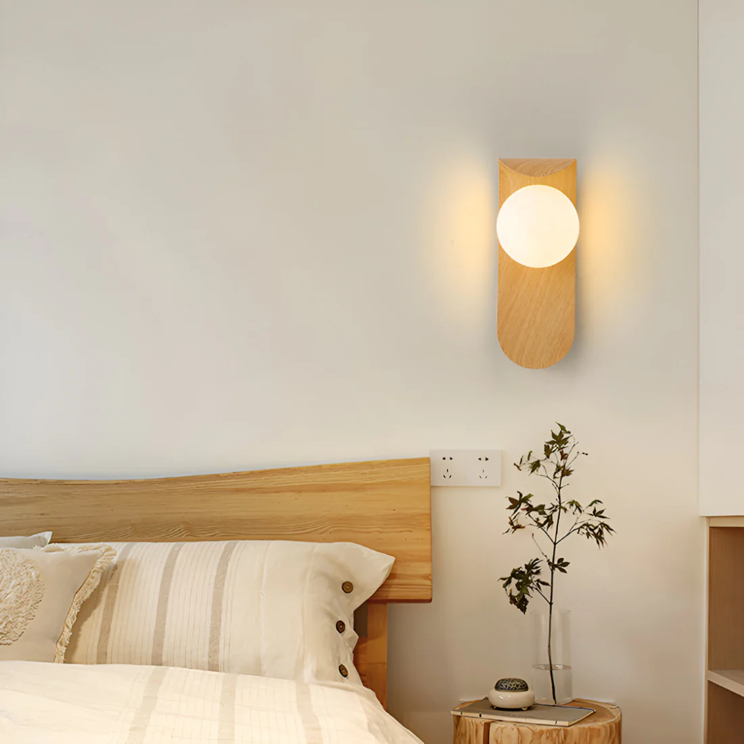 Scandinavian Wooden Globe Wall Sconce