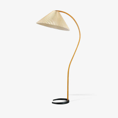 Sculptural Arch Floor Lamp with Pleated Shade