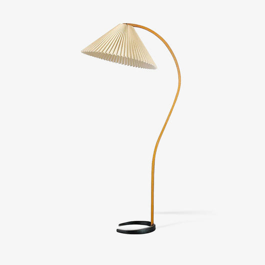 Sculptural Arch Floor Lamp with Pleated Shade
