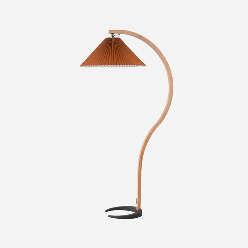 Sculptural Arch Floor Lamp with Pleated Shade