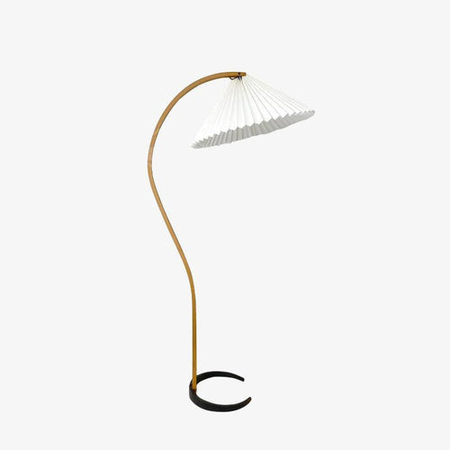 Sculptural Arch Floor Lamp with Pleated Shade