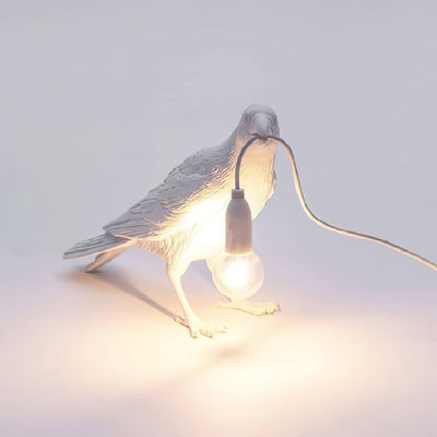Sculptural Raven Table Lamp - White / L 13.2″ x H 4.1″