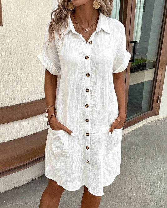 Sidonie Button-Front Midi Shirt Dress