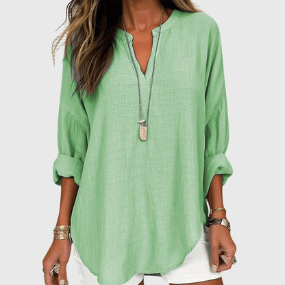 Sidonie V-Neck Relaxed Linen Blouse