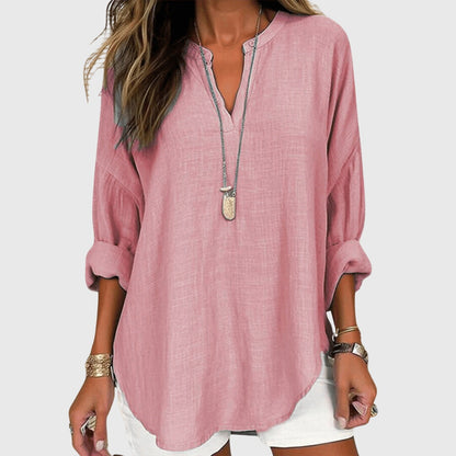 Sidonie V-Neck Relaxed Linen Blouse