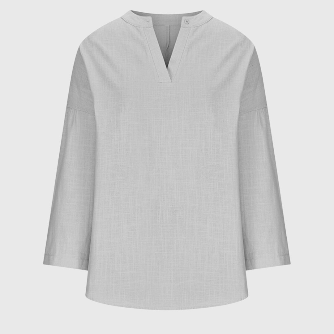 Sidonie V-Neck Relaxed Linen Blouse