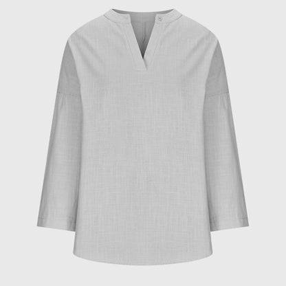 Sidonie V-Neck Relaxed Linen Blouse