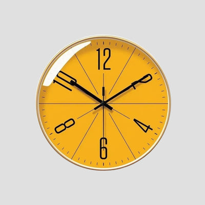 Silent Sweep Nordic Wall Clock - Gold Frame Orange Face
