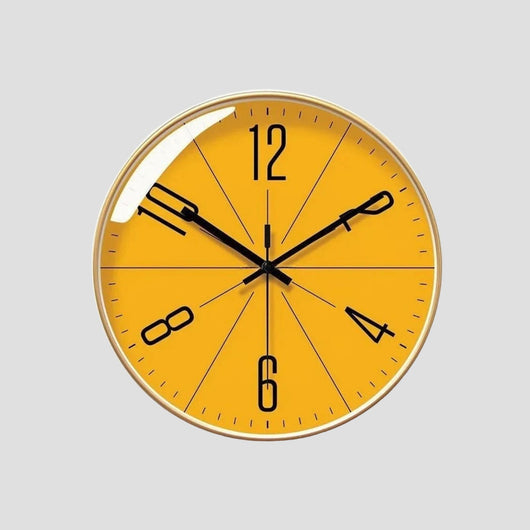 Silent Sweep Nordic Wall Clock - Gold Frame Orange Face
