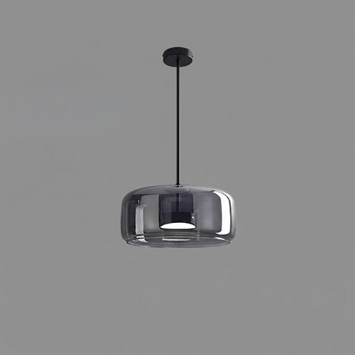 Smoked Glass Drum Pendant Light